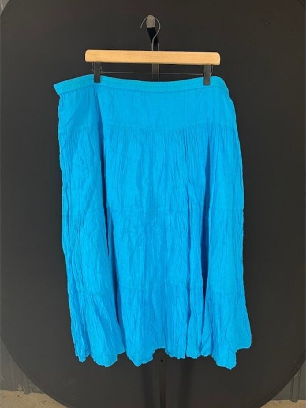 Studio Works Plus Size Blue Cotton Midi Skirt